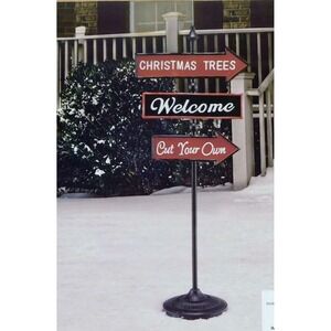 Holiday Time‎ 36" Metal Sign Pole CHRISTMAS TREES, WELCOME, CUT YOUR OWN